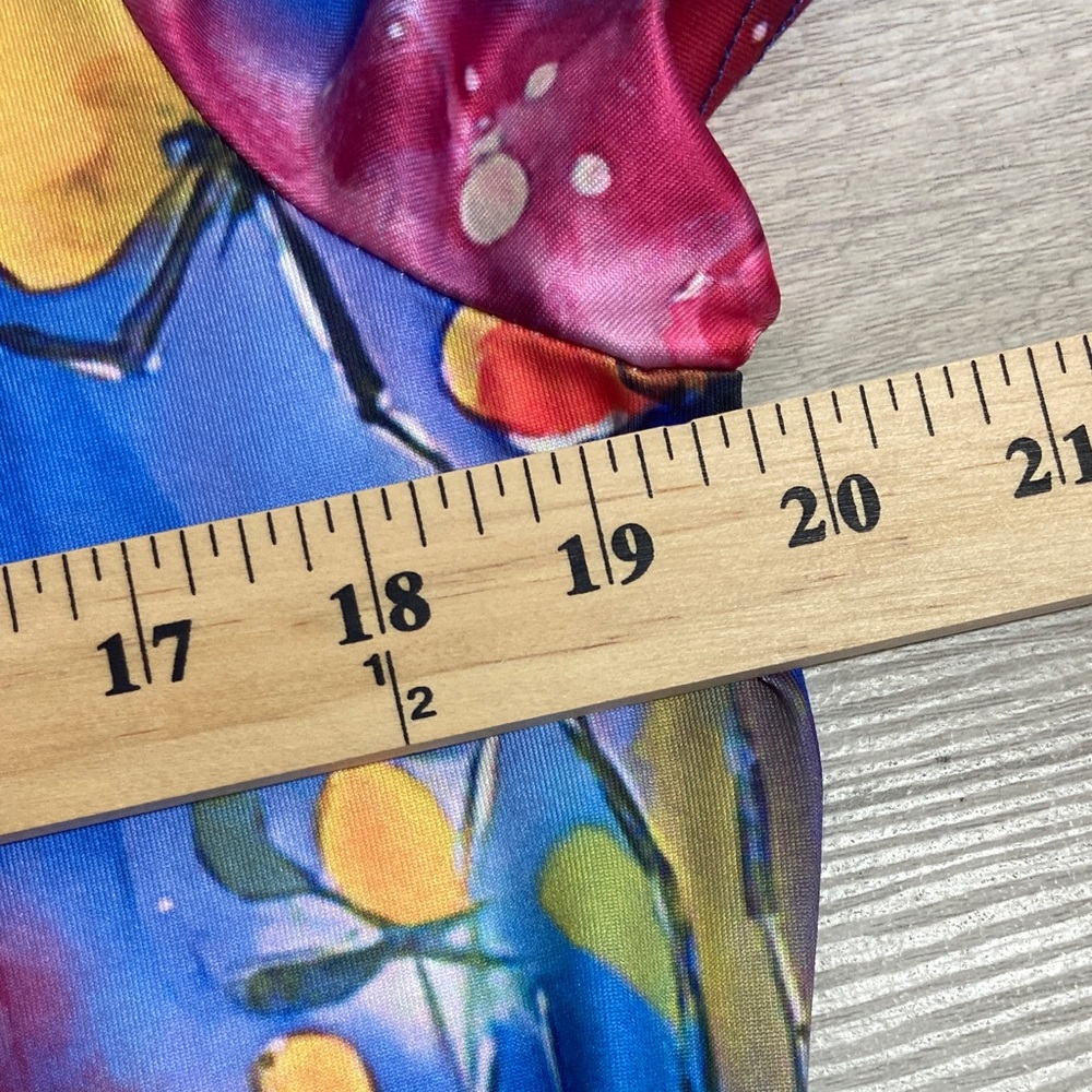 Colorful Short Sleeve Dress XL Pink Purple Yellow Floral Round Neckline Breezy - Picture 7 of 9